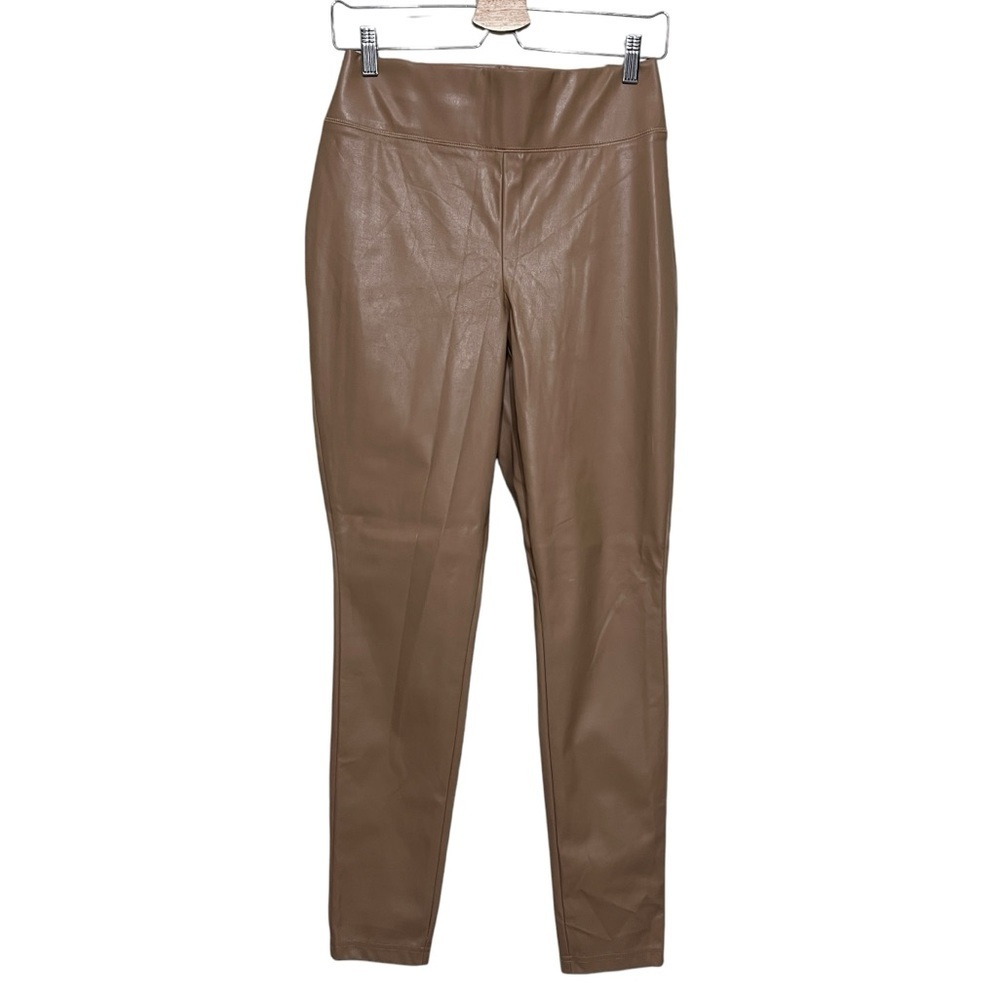 INC International Concepts Women's Faux Leather Leggings Tan Brown Size 10
